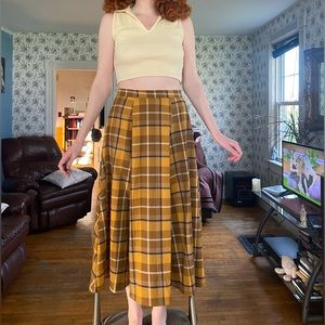 Collectif Retro Check Flared Midi Skirt